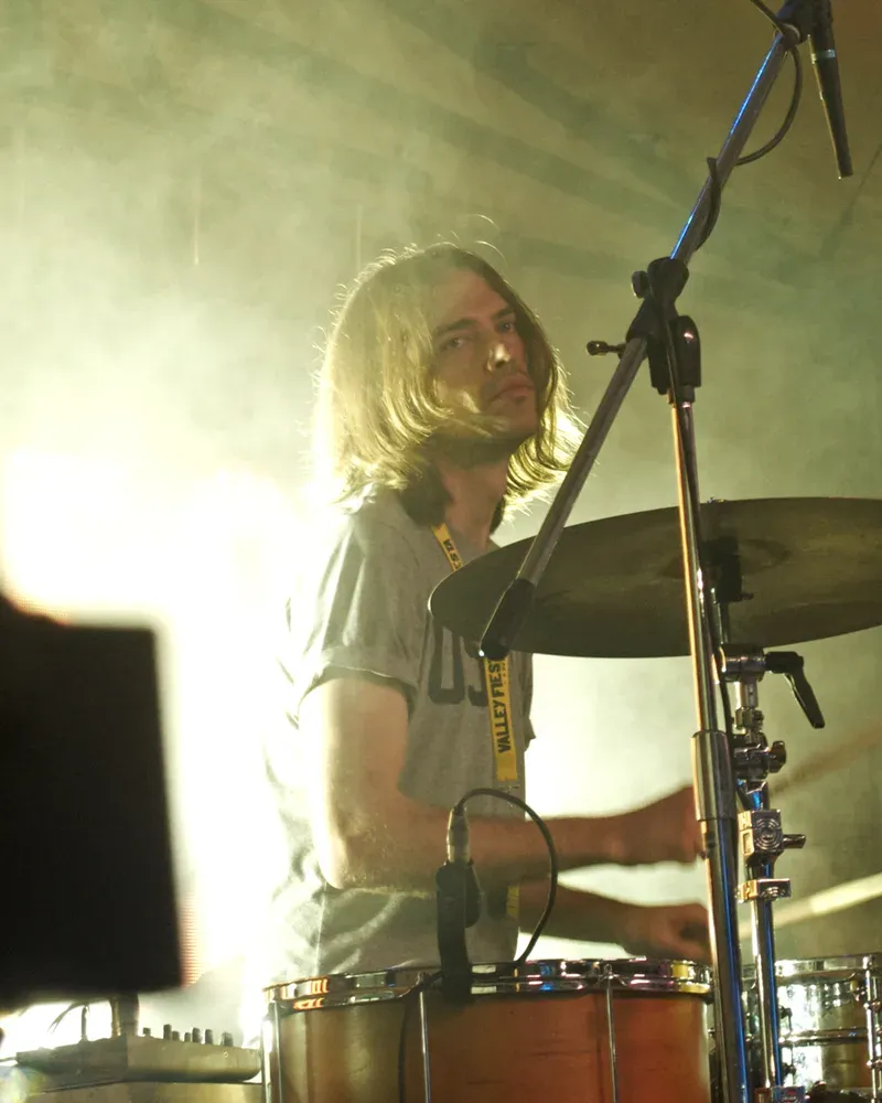 Luke Davison, The Preatures, playing C&C drums